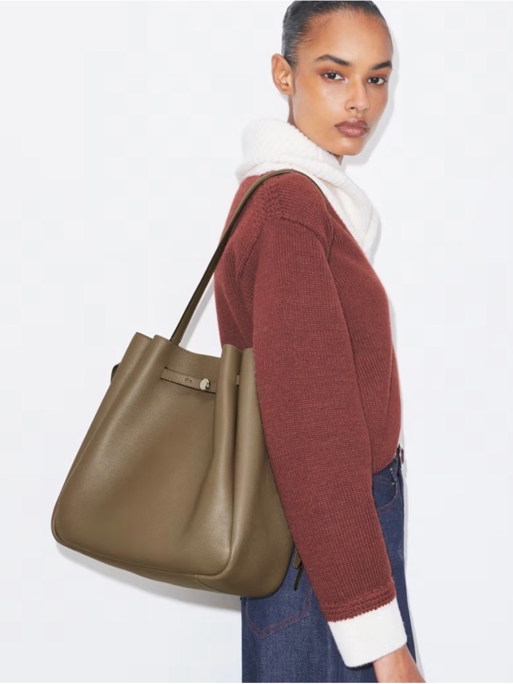 Tory Burch LARGE ROMY BUCKET BAG Wild mushroom new nvr worn won’t leave up long! - Picture 2 of 5